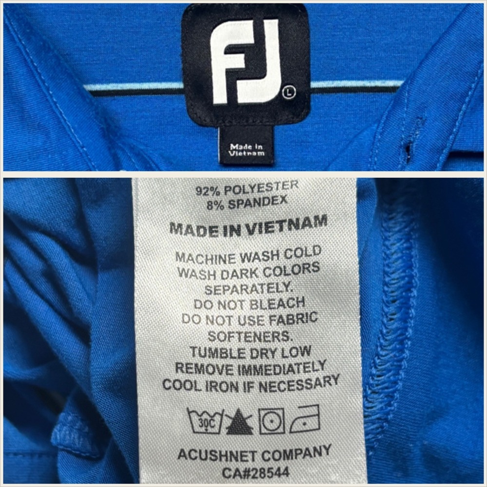 FootJoy FJ Golf Polo Shirt Mens L Blue Stripe Short Sleeve Performance Athletic - Picture 6 of 6